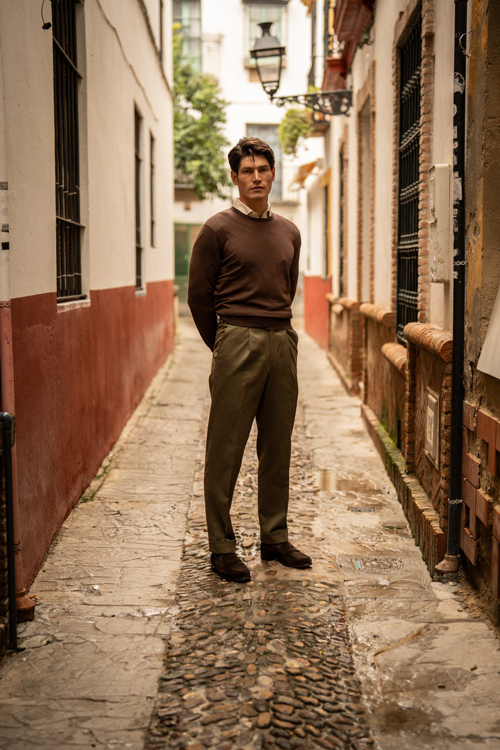 Duke Olive Cotton Trousers