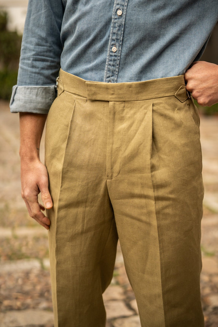 Duke Olive Linen Trousers
