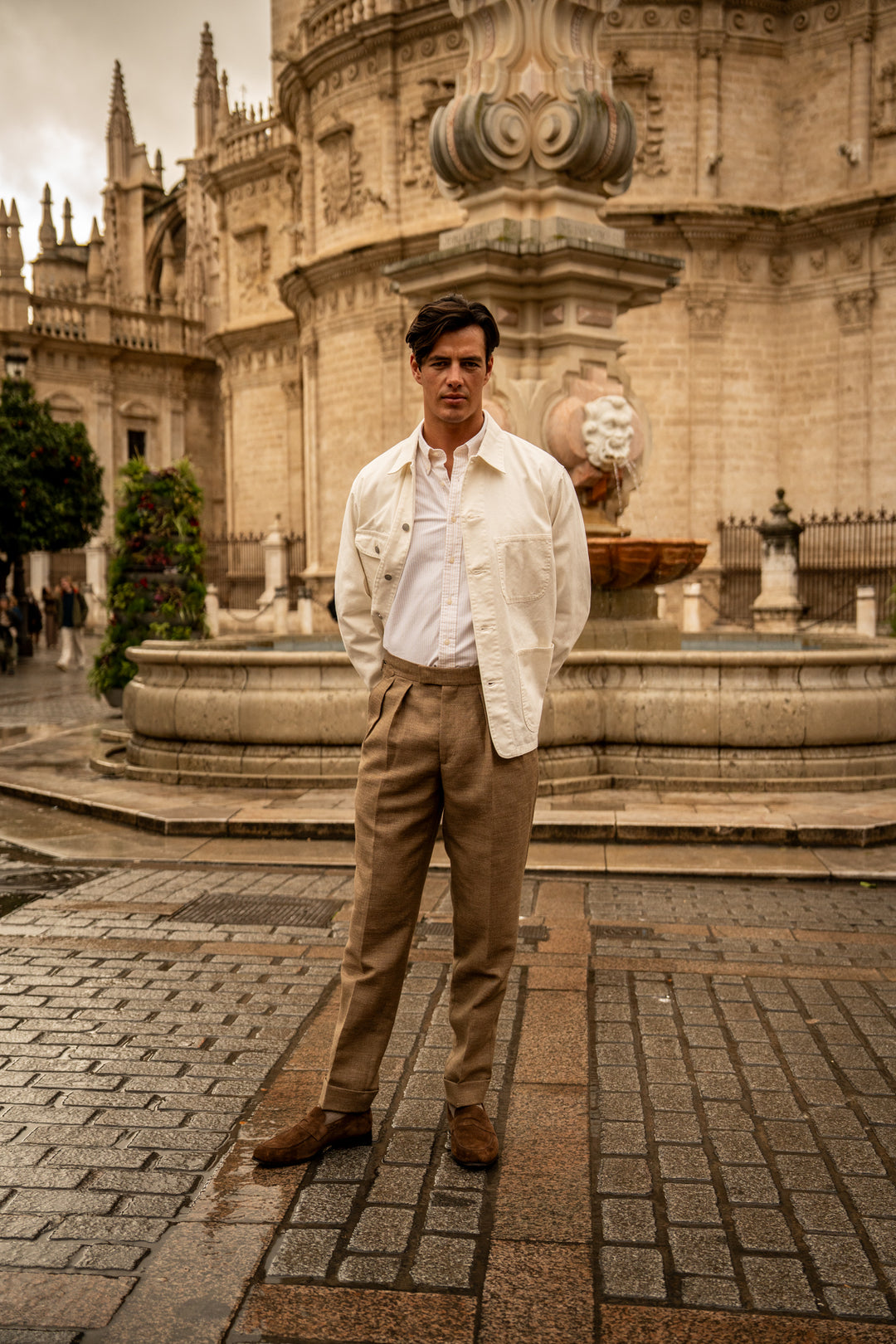 Grant Brown Linen And Fresco Wool Trousers