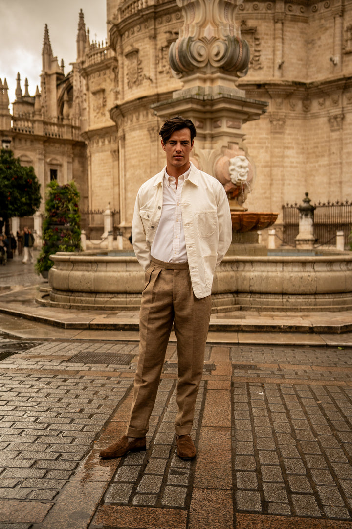 Grant Brown Linen And Fresco Wool Trousers