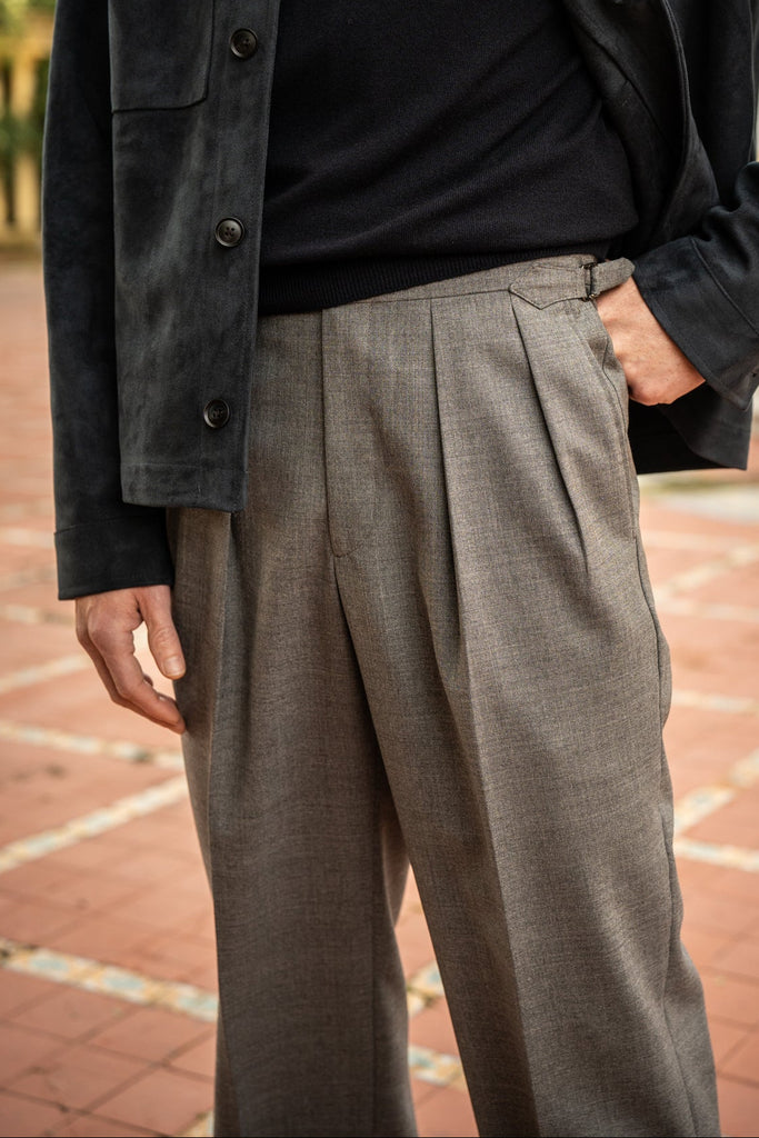 Kit Blake Light Gray Tropical Wool Trousers (Alex Cut)