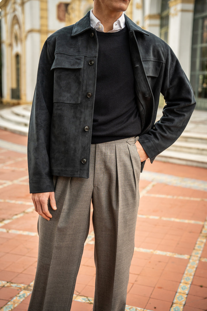 Aleks Light Grey Tropical Wool Trousers