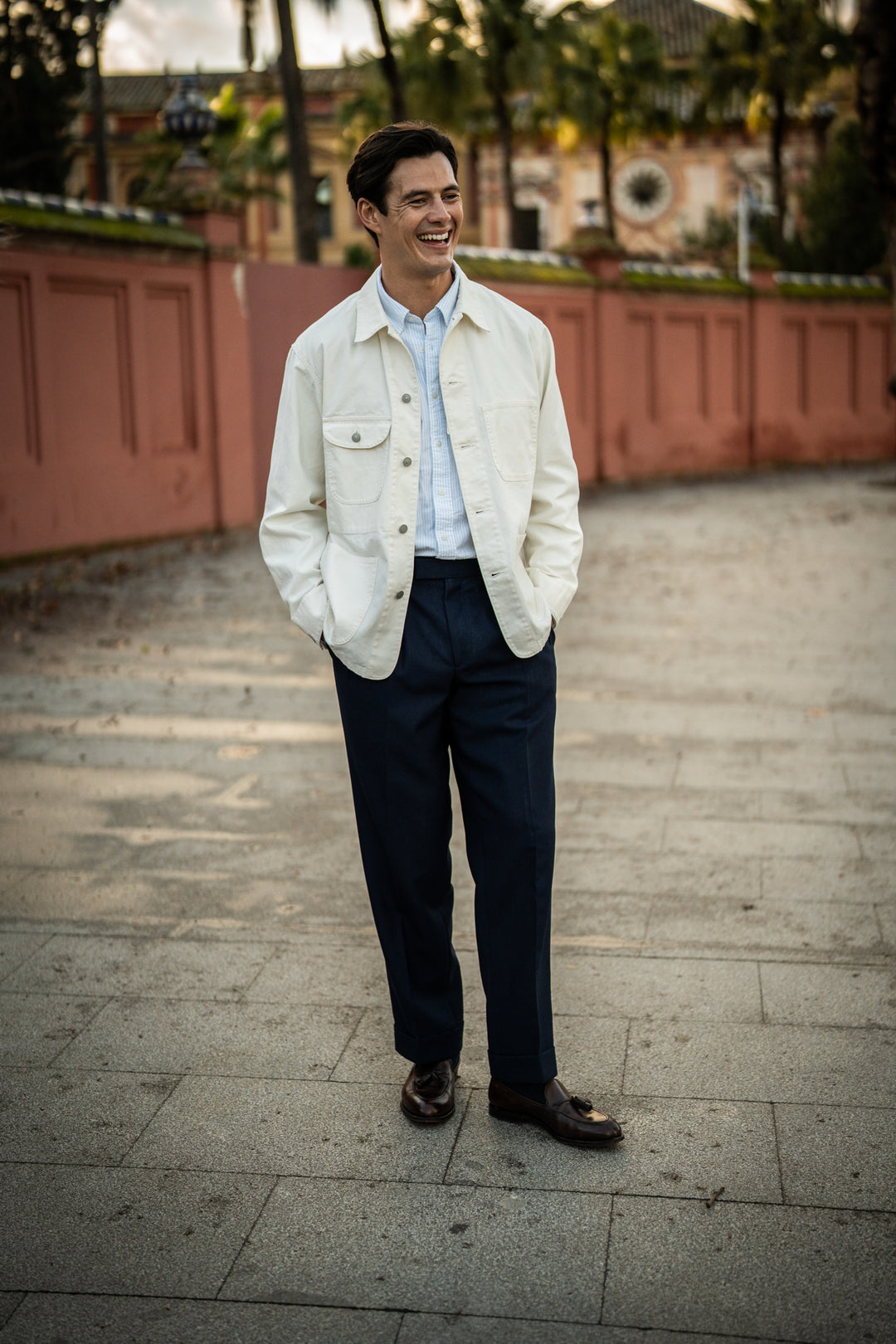 Aleks Navy Fresco Wool Trousers