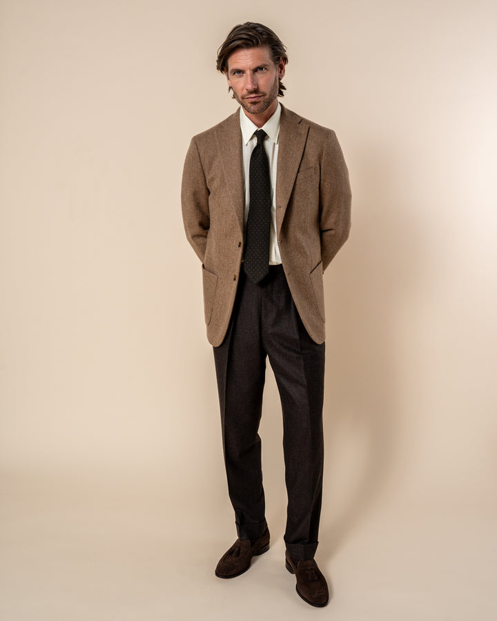 Grant Brown Flannel Wool Flannel Trousers