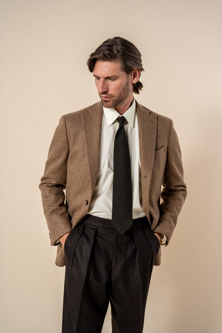 Grant Brown Flannel Wool Flannel Trousers