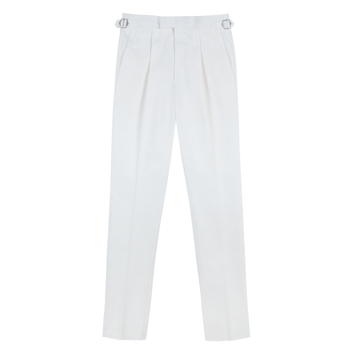 Delon White Cotton Trousers