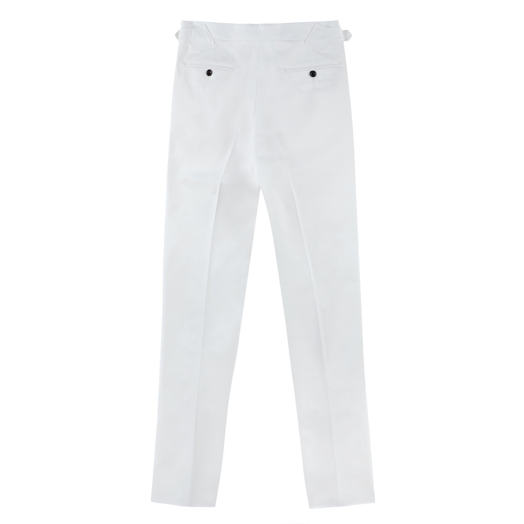 Delon White Cotton Trousers