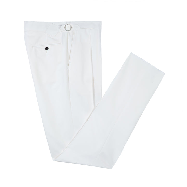 Delon White Cotton Trousers