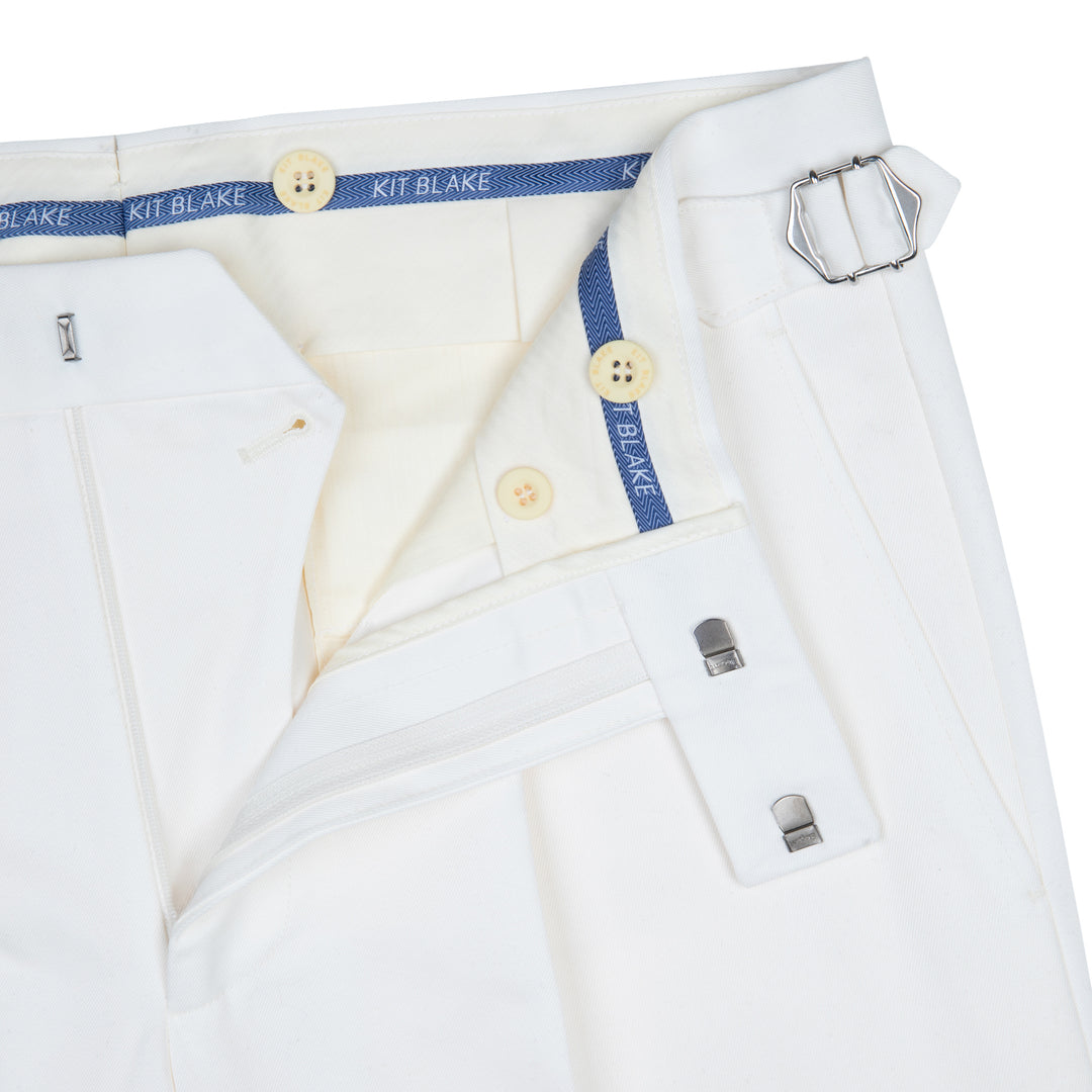 Delon White Cotton Trousers