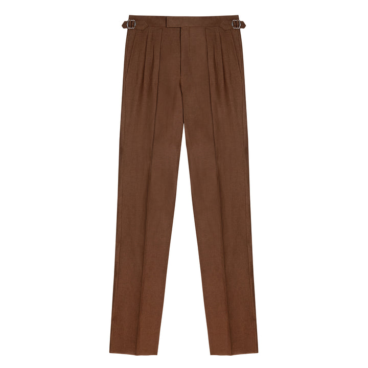 Grant Tobacco Brown Linen Trousers