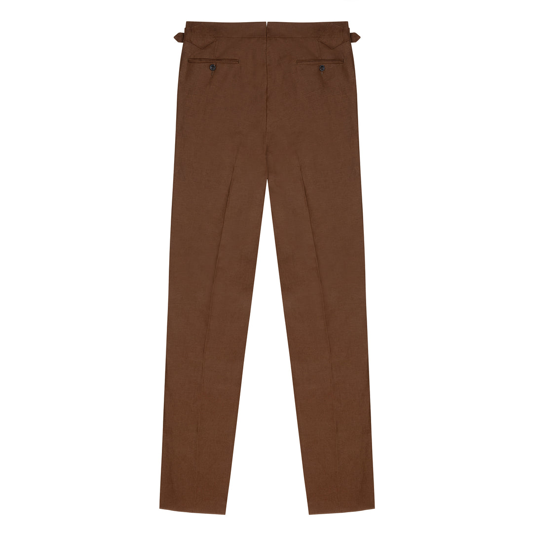 Grant Tobacco Brown Linen Trousers