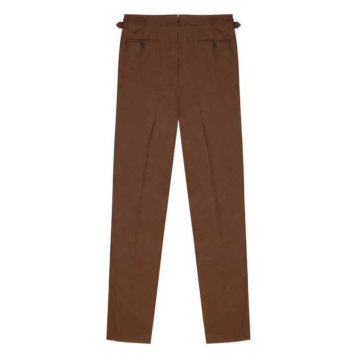 Grant Tobacco Brown Linen Trousers