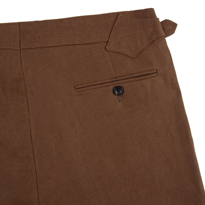 Grant Tobacco Brown Linen Trousers