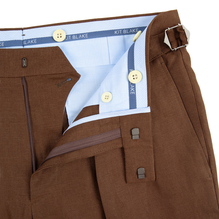 Grant Tobacco Brown Linen Trousers