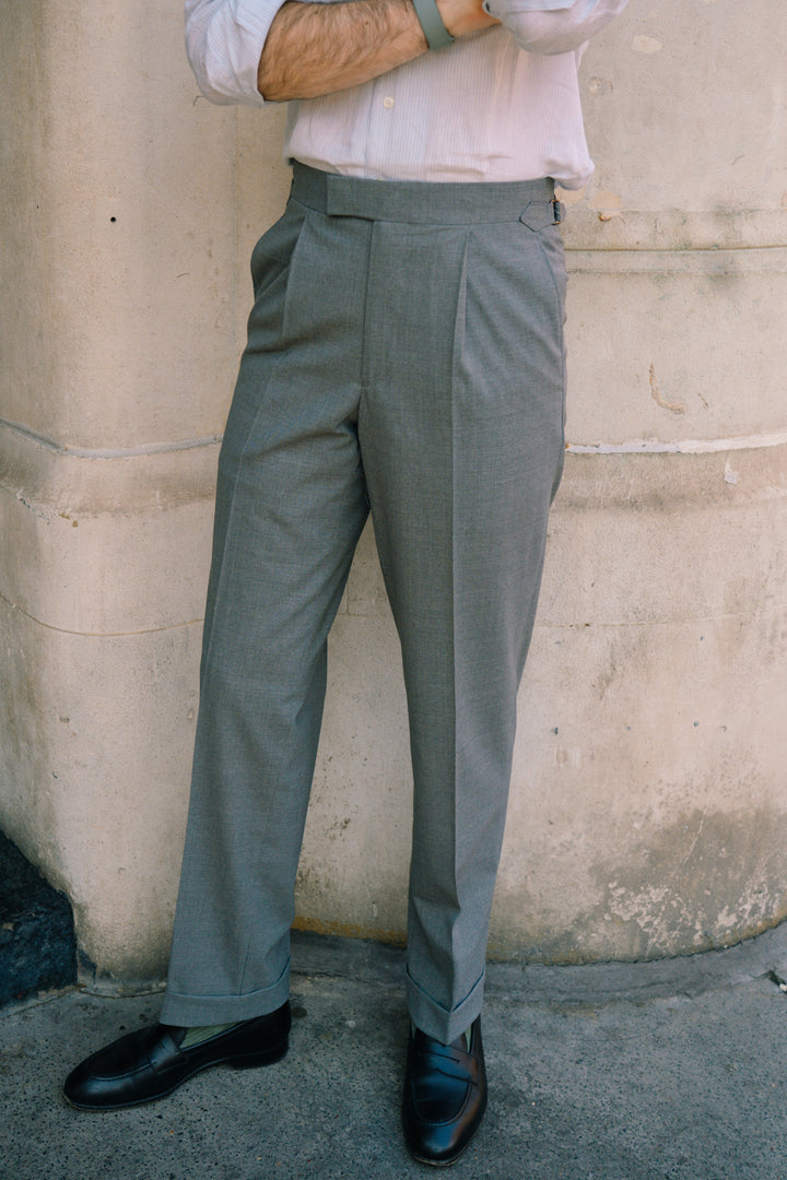 Duke Light Grey High-Twist Tropical Wool Trousers