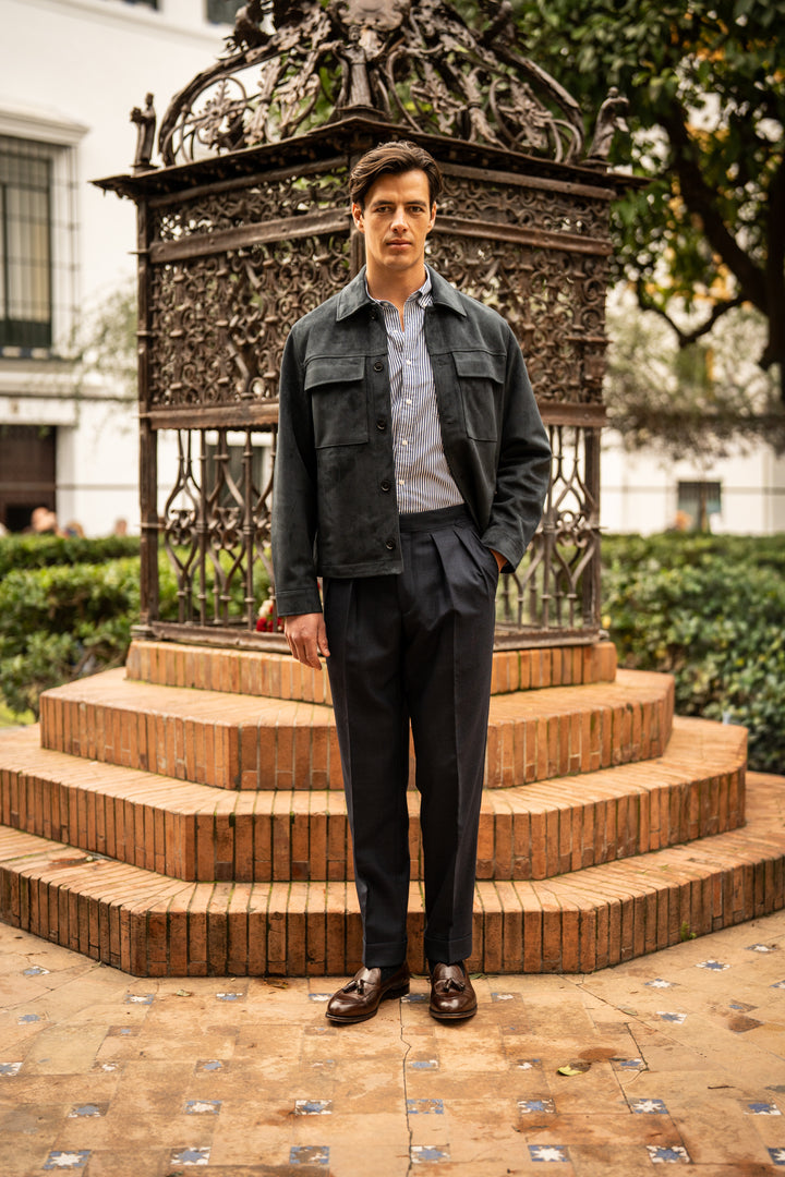 Grant Navy Tropical Wool Trousers