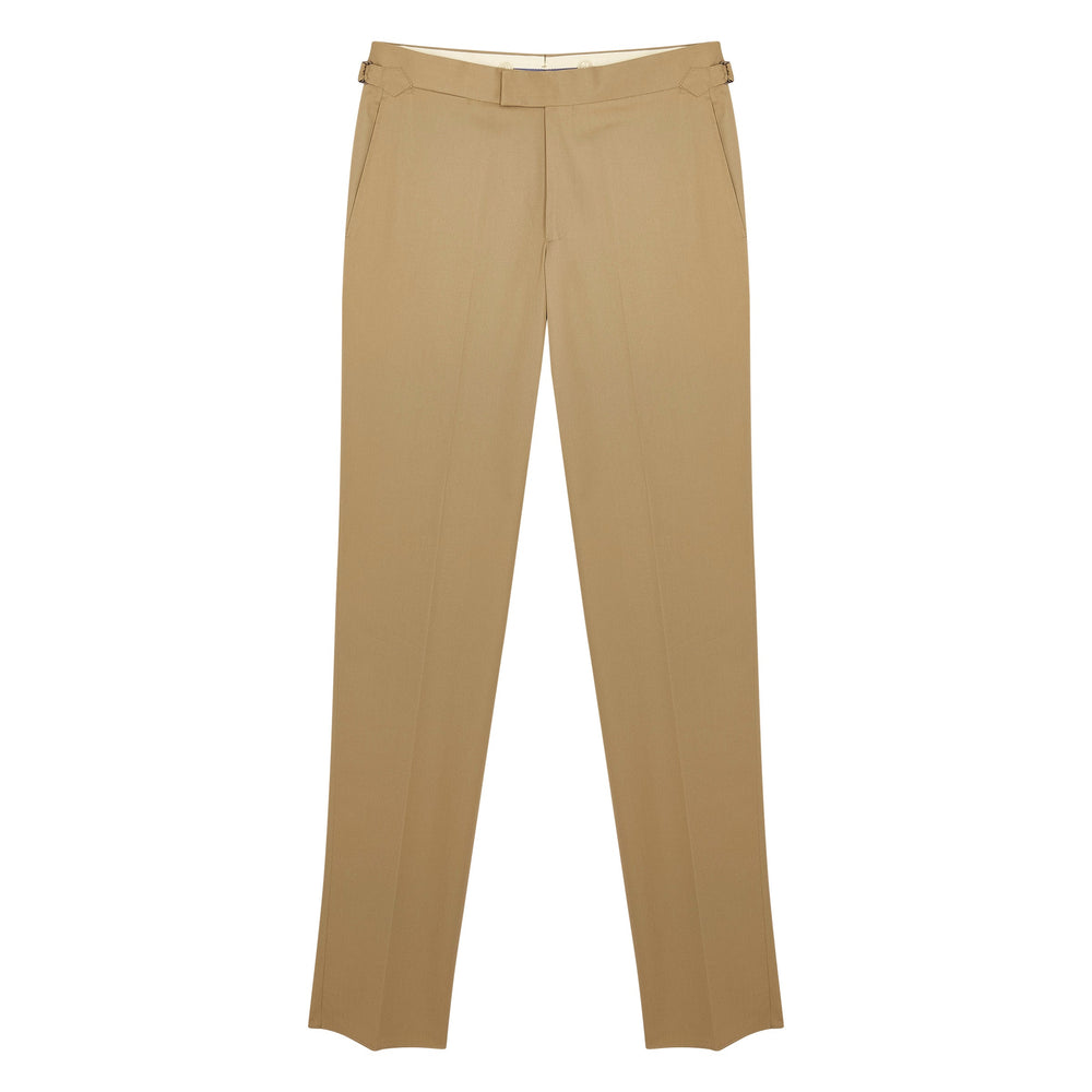 New Caine Beige Cotton Twill Trousers-Kit Blake-savilerowtrousers