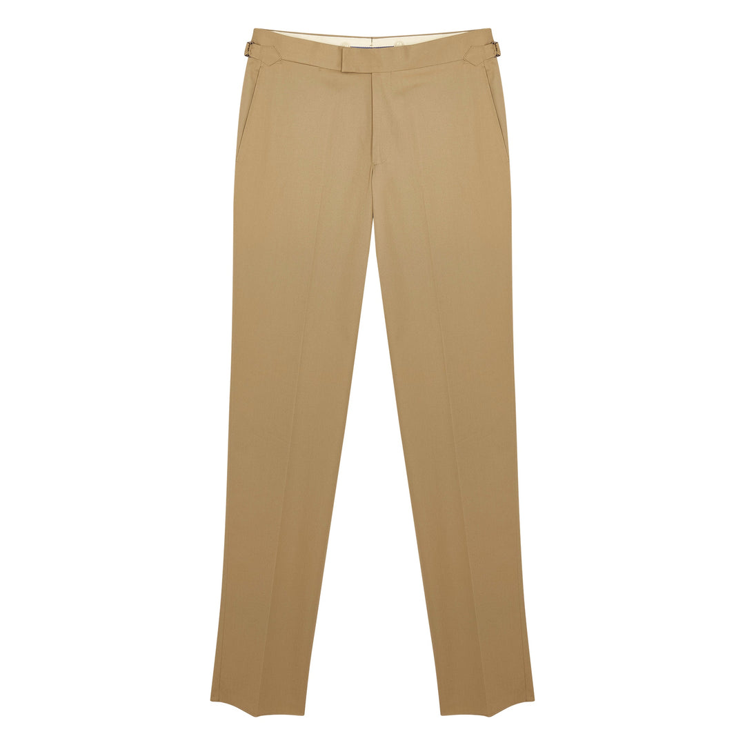 New Caine Beige Cotton Twill Trousers-Kit Blake-savilerowtrousers