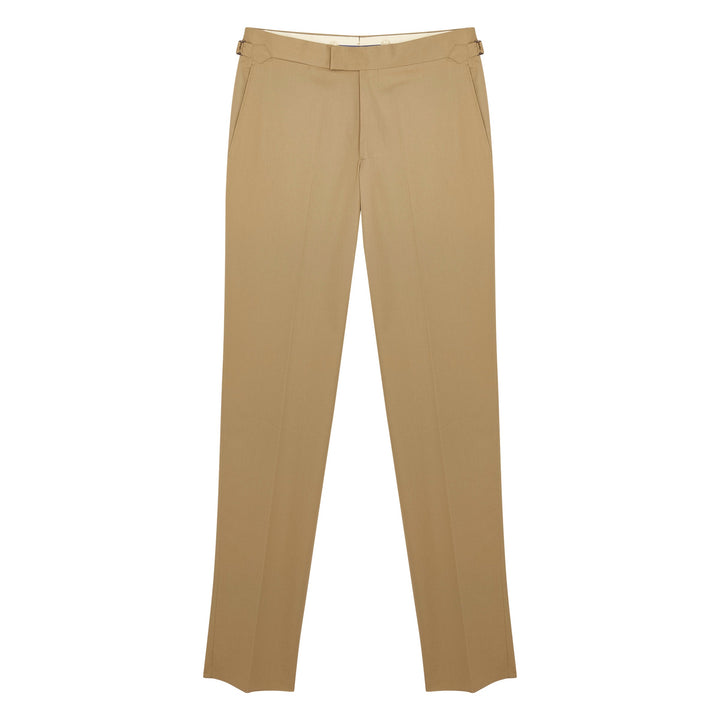 New Caine Beige Cotton Twill Trousers-Kit Blake-savilerowtrousers