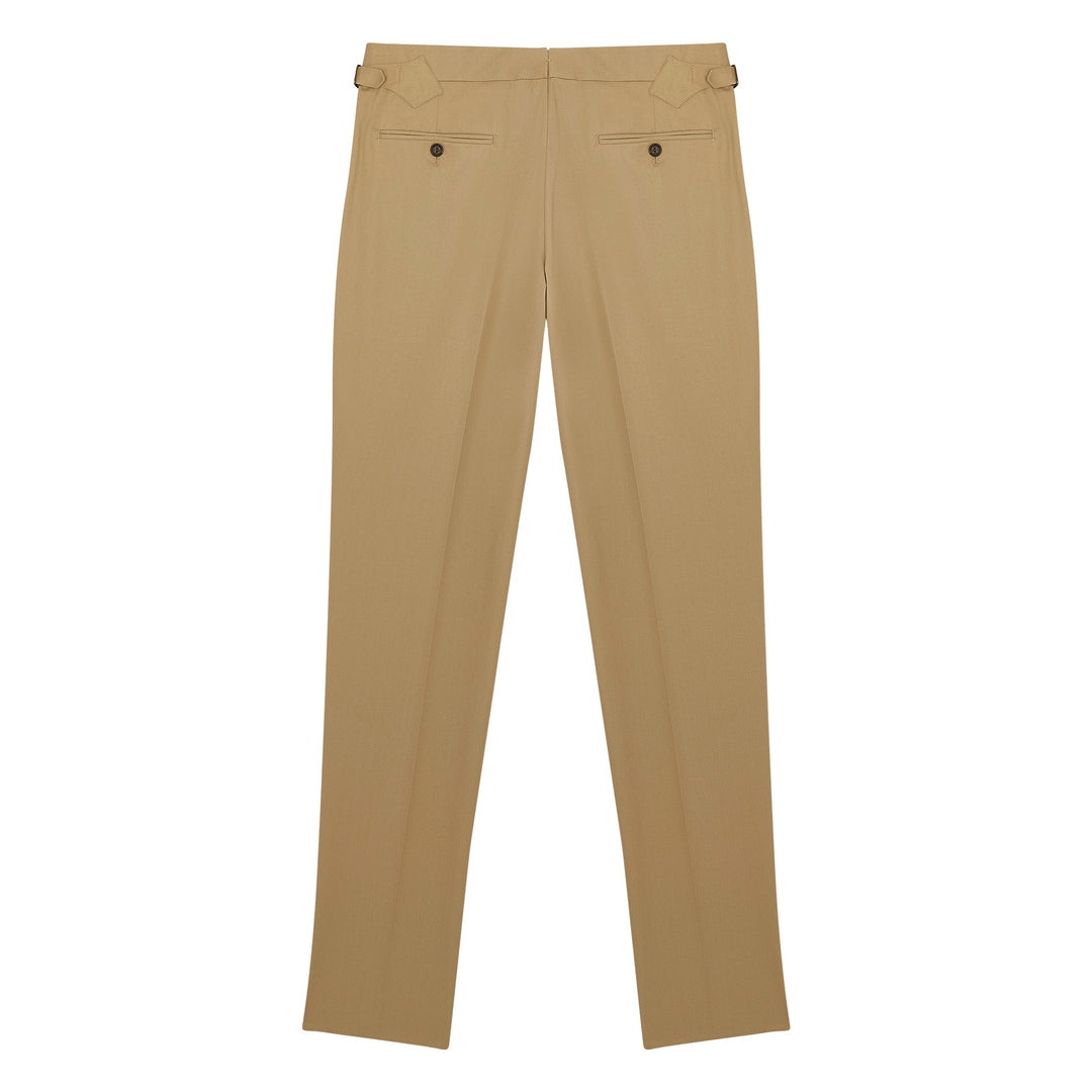 New Caine Beige Cotton Twill Trousers-Kit Blake-savilerowtrousers