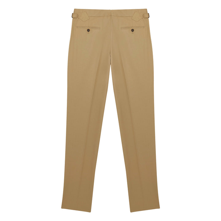 New Caine Beige Cotton Twill Trousers-Kit Blake-savilerowtrousers