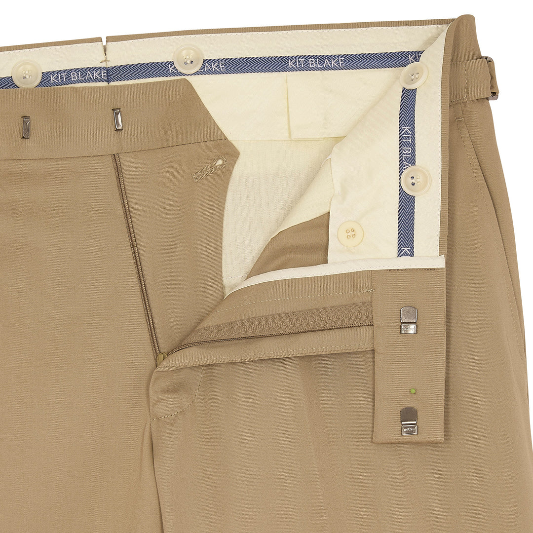 New Caine Beige Cotton Twill Trousers-Kit Blake-savilerowtrousers