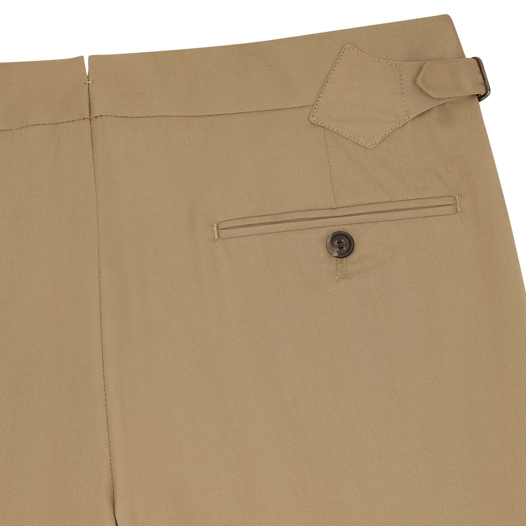 New Caine Beige Cotton Twill Trousers-Kit Blake-savilerowtrousers