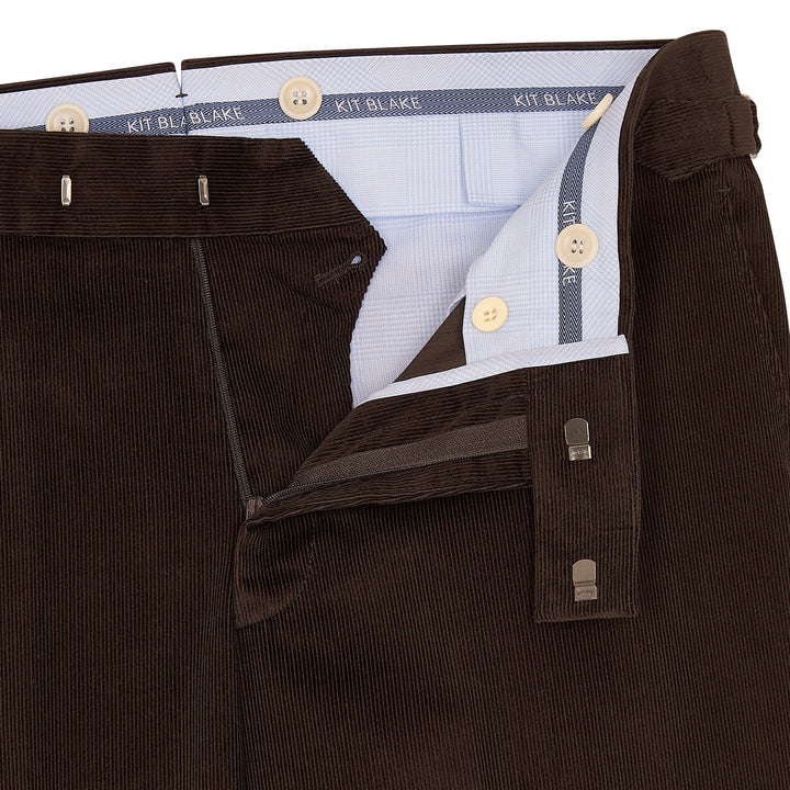 New Caine Brown Cotton Corduroy Trousers-Kit Blake-savilerowtrousers