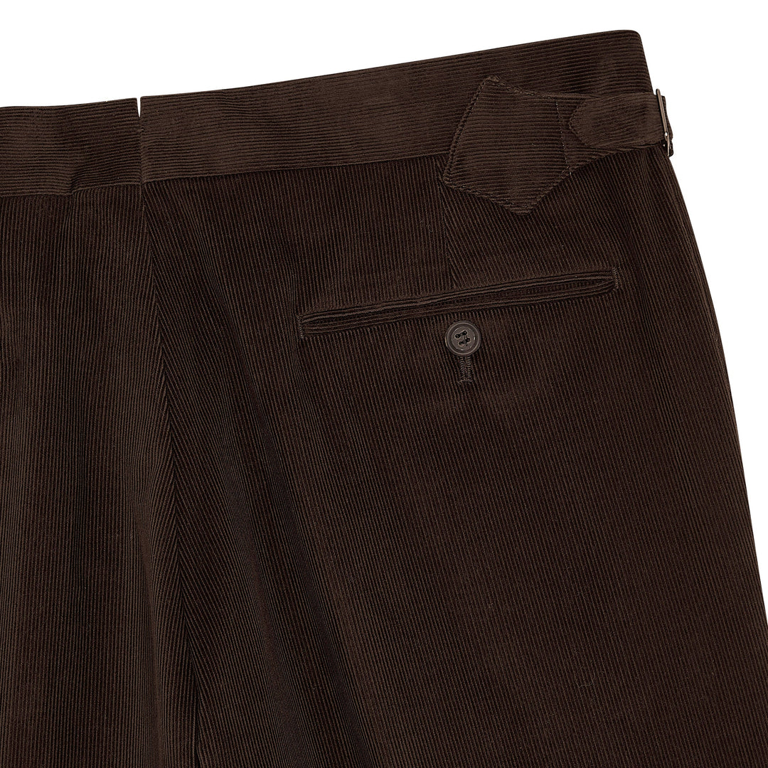 New Caine Brown Cotton Corduroy Trousers-Kit Blake-savilerowtrousers