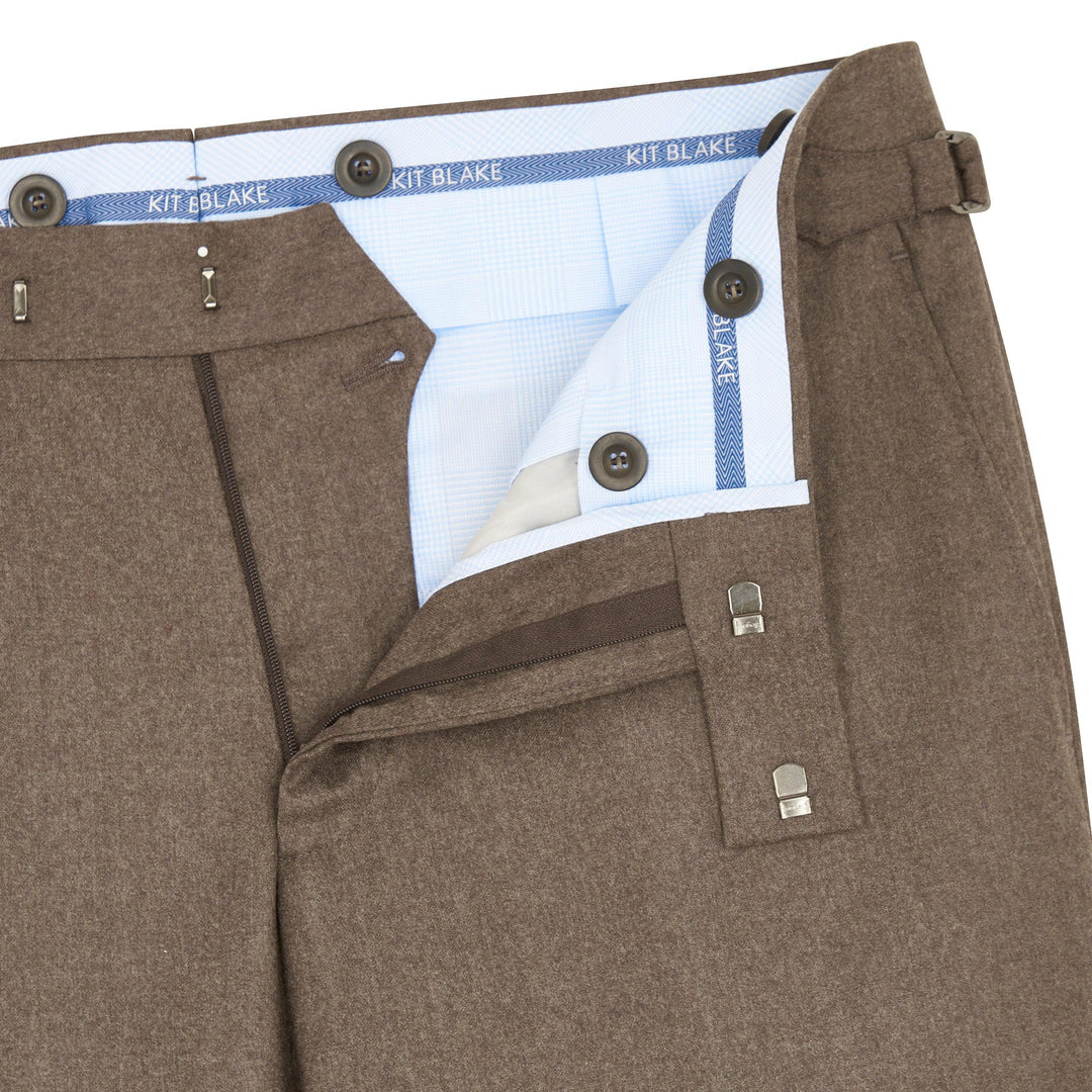 New Caine Brown Flannel Trousers-New Caine-Kit Blake-Savile Row Trousers