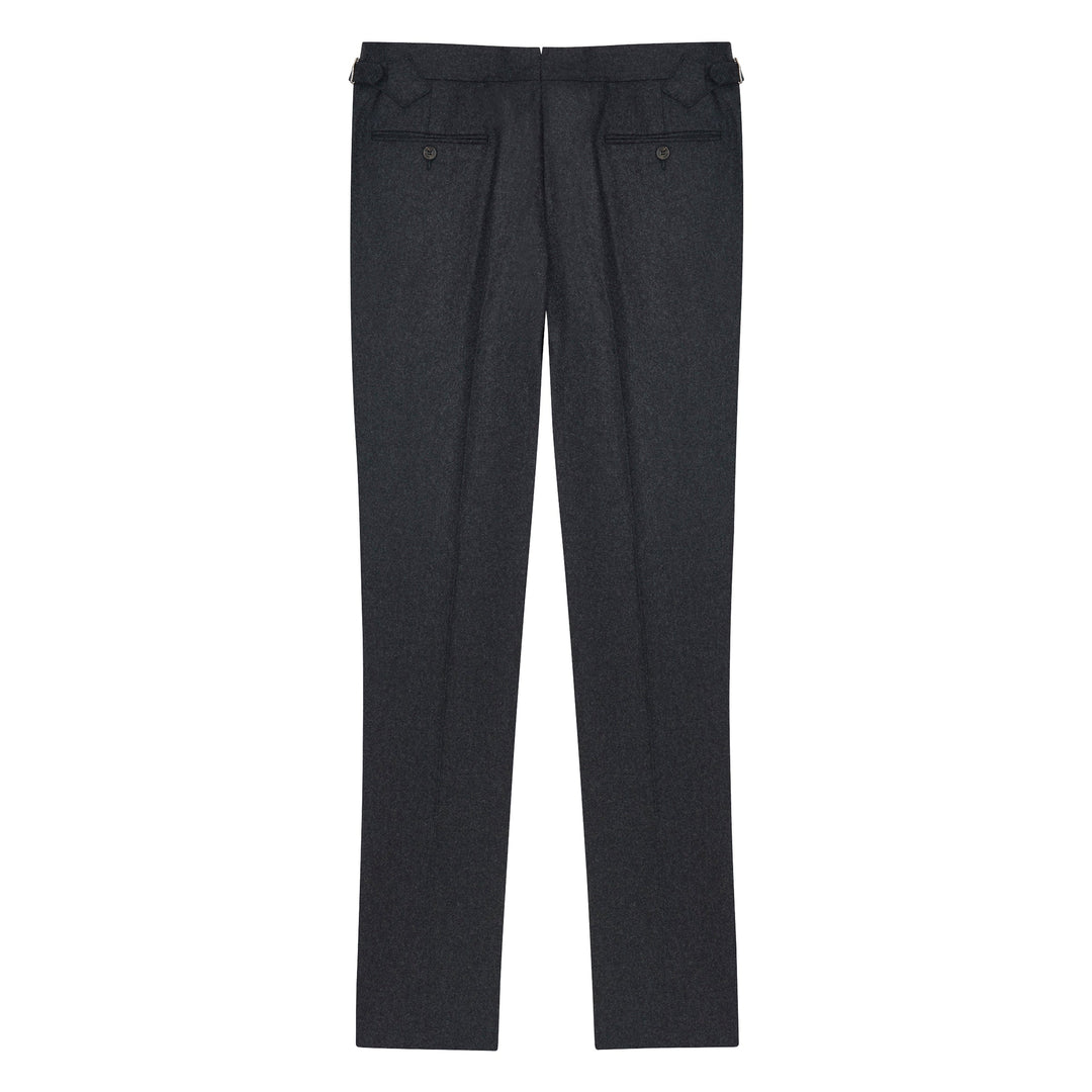 New Caine Charcoal Wool Flannel Trousers