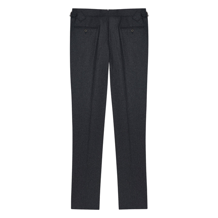 New Caine Charcoal Wool Flannel Trousers