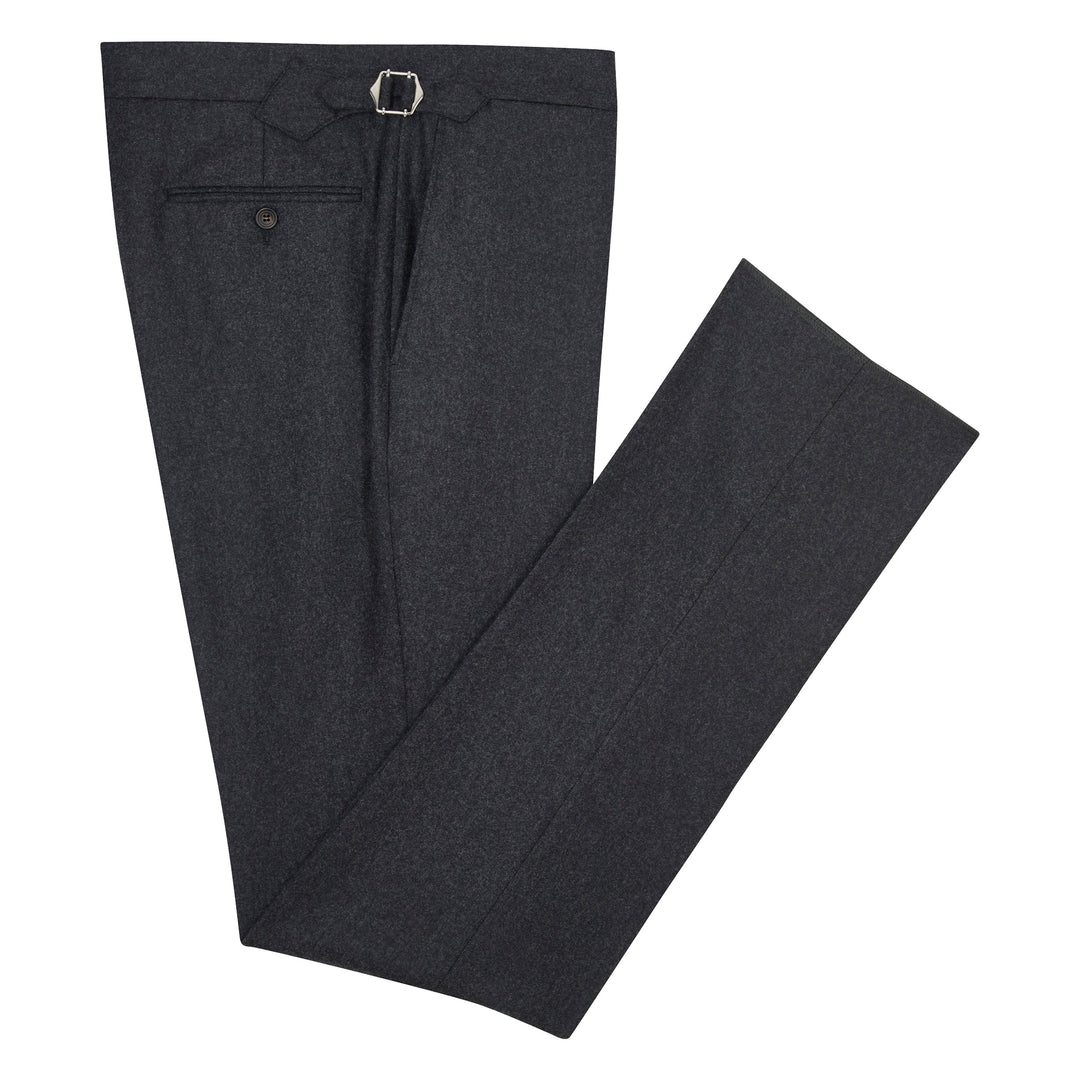 New Caine Charcoal Wool Flannel Trousers