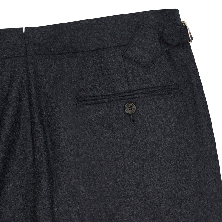 New Caine Charcoal Wool Flannel Trousers