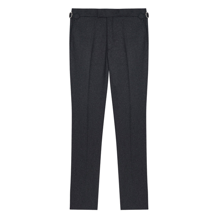 New Caine Charcoal Wool Flannel Trousers