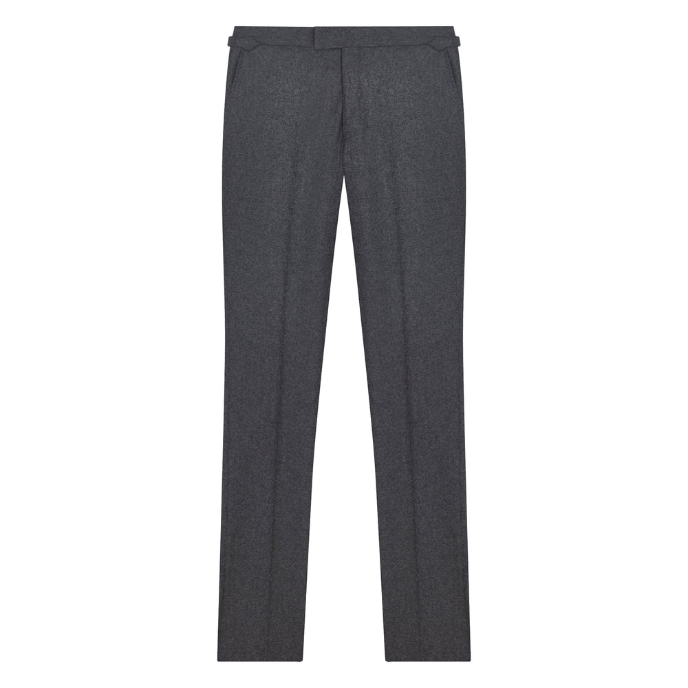 New Caine Dark Grey Flannel trousers-Kit Blake-savilerowtrousers