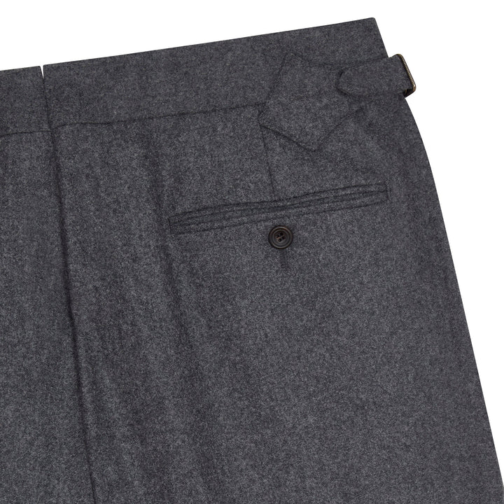 New Caine Dark Grey Flannel trousers-Kit Blake-savilerowtrousers