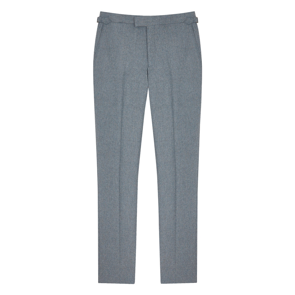 New Caine Light Blue Wool Flannel Trousers-New Caine-Kit Blake-Savile Row Trousers