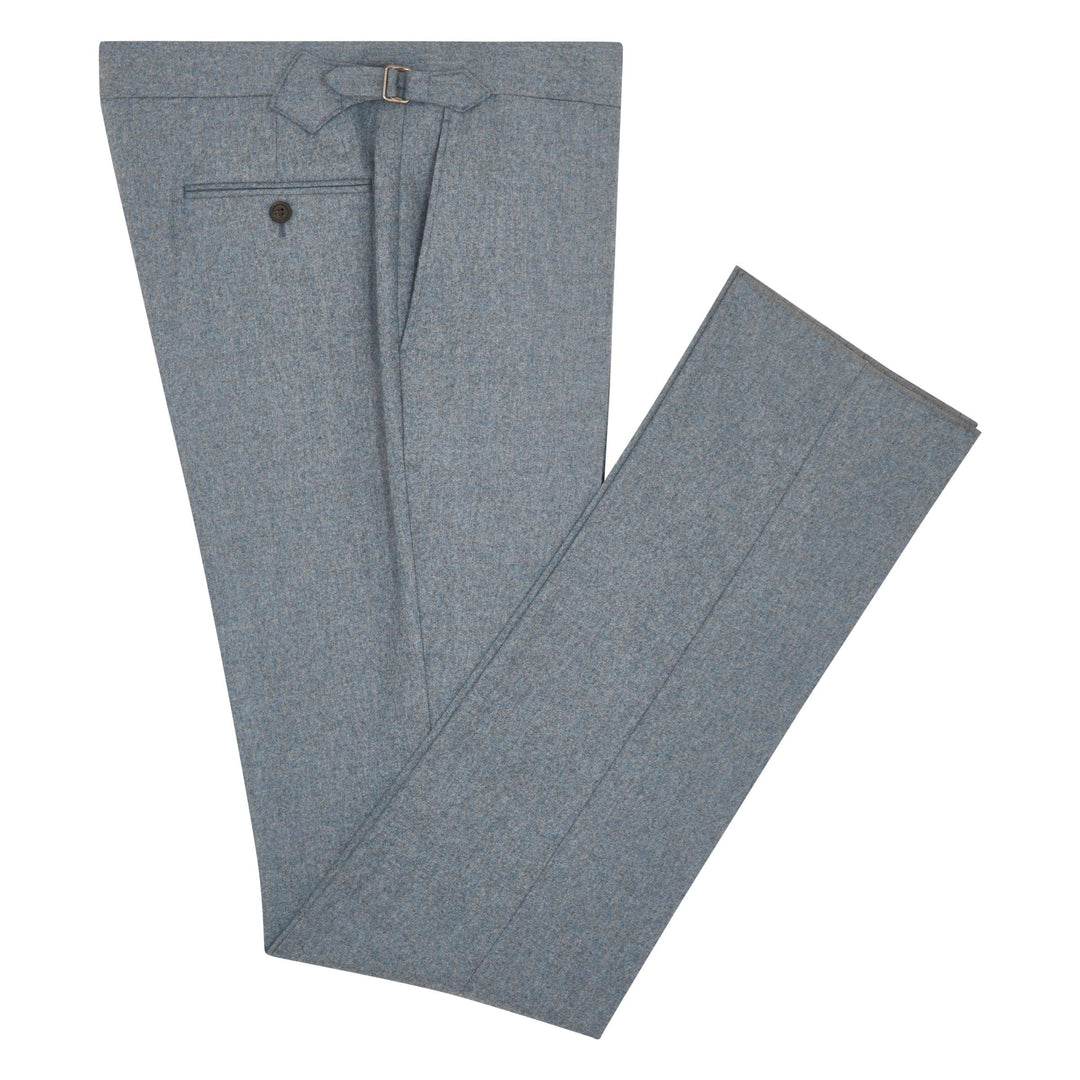 New Caine Light Blue Wool Flannel Trousers-New Caine-Kit Blake-Savile Row Trousers