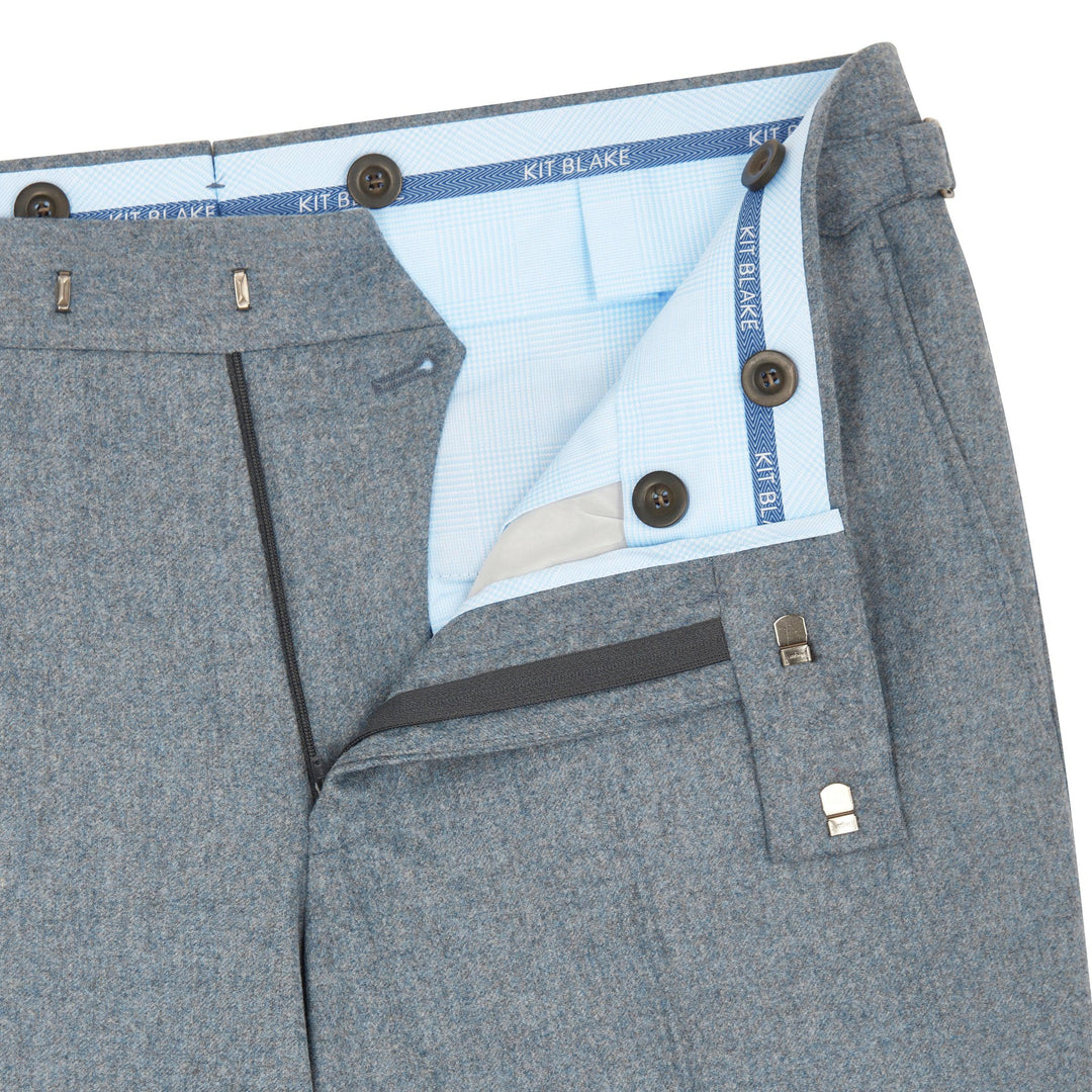 New Caine Light Blue Wool Flannel Trousers-New Caine-Kit Blake-Savile Row Trousers