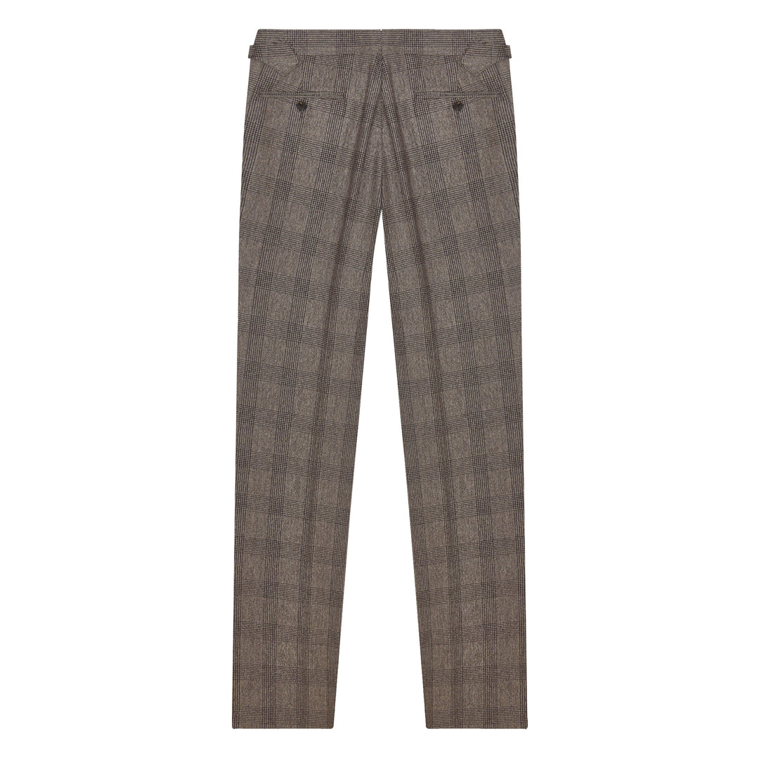 Aleks Brown Check Wool Flannel trousers-Kit Blake-savilerowtrousers