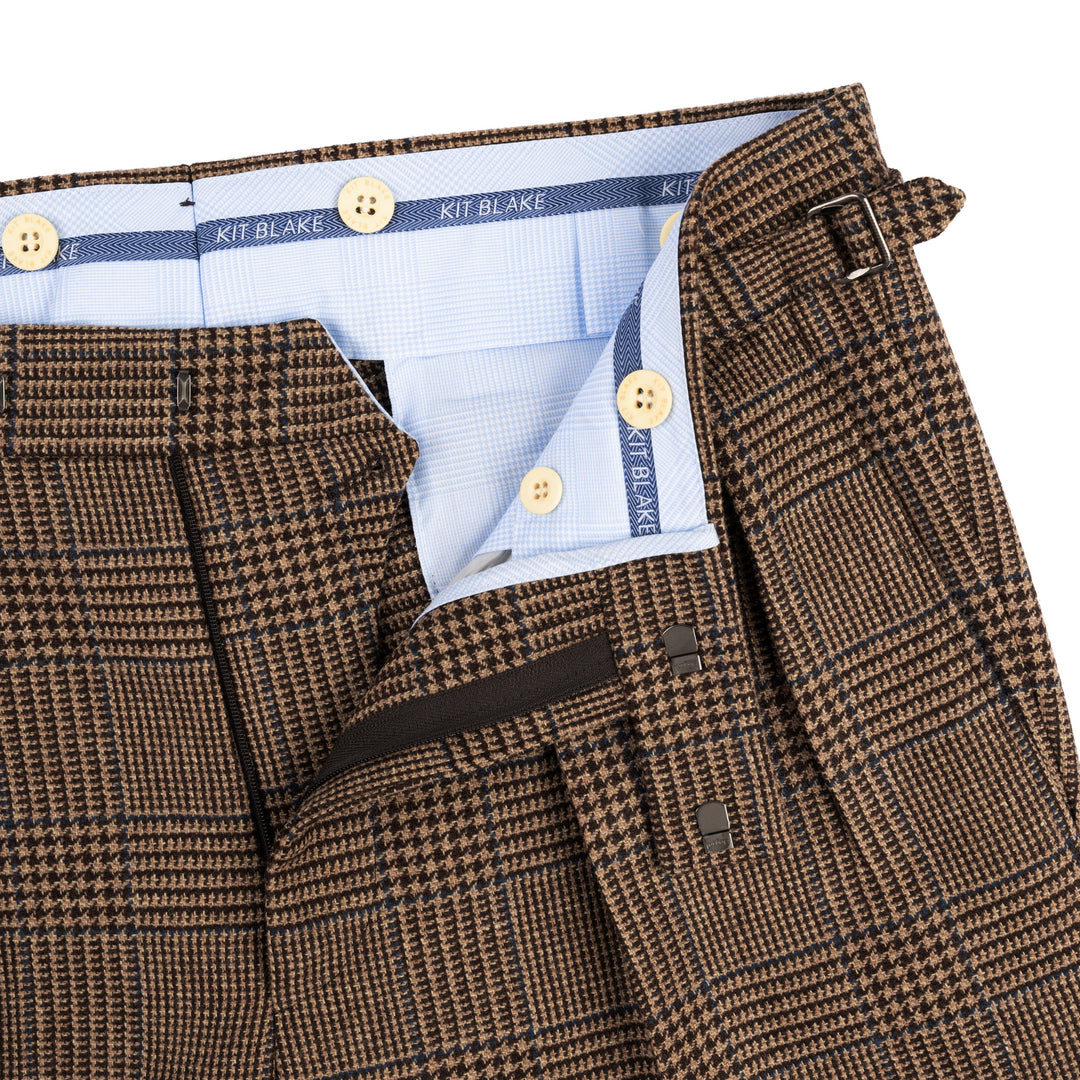 Aleks Brown Check Wool Tweed Trousers