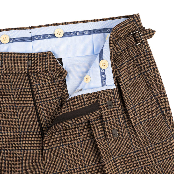 Aleks Brown Check Wool Tweed Trousers