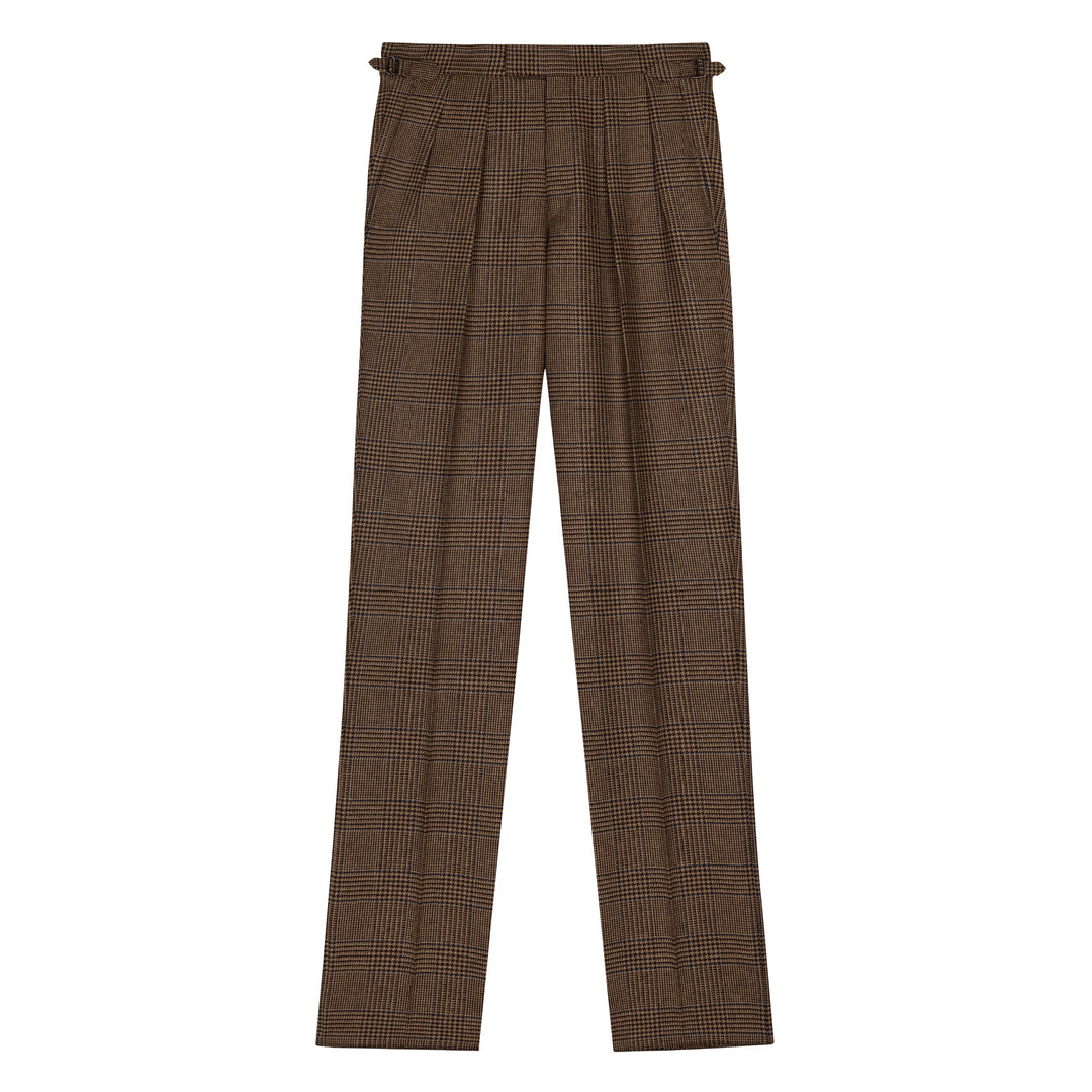 Aleks Brown Check Wool Tweed Trousers