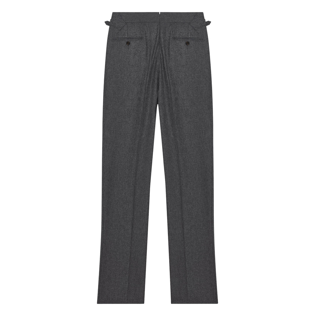 Aleks Dark Grey Wool Flannel trousers-Kit Blake-savilerowtrousers