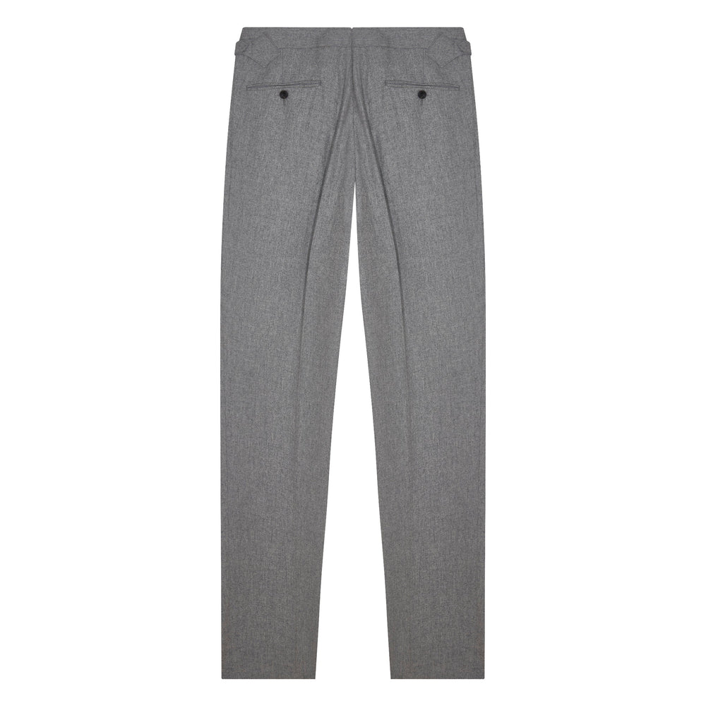 Aleks Light Grey Wool Flannel trousers-Kit Blake-savilerowtrousers