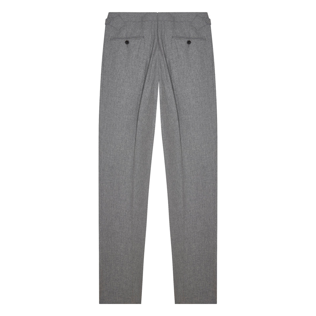 Aleks Light Grey Wool Flannel trousers-Kit Blake-savilerowtrousers