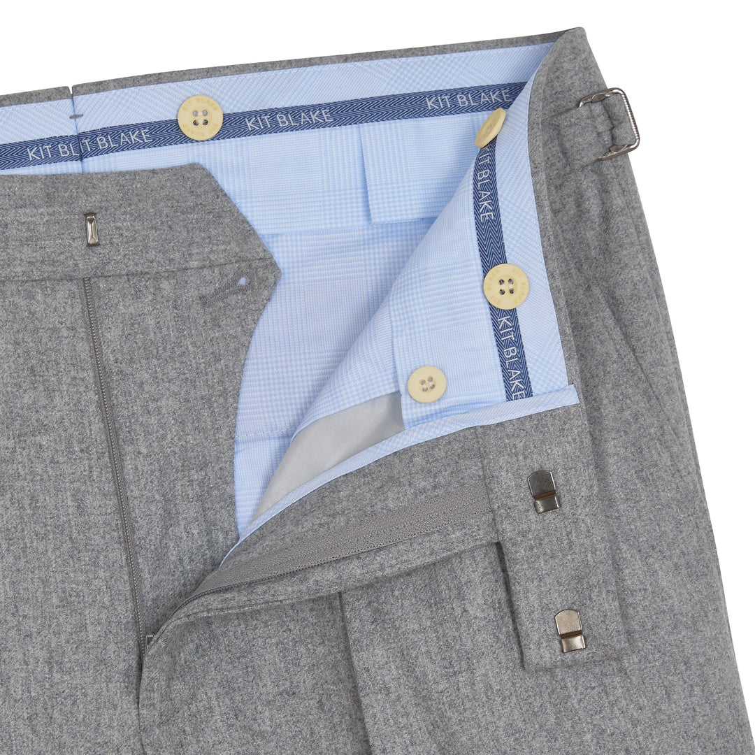 Aleks Light Grey Wool Flannel trousers-Kit Blake-savilerowtrousers