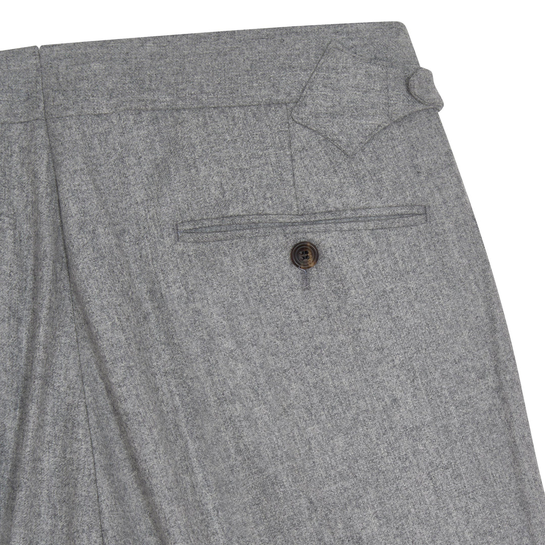 Aleks Light Grey Wool Flannel trousers-Kit Blake-savilerowtrousers