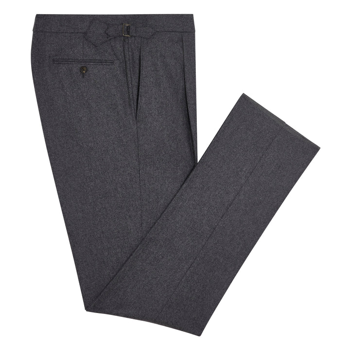 Duke Dark Grey Flannel trousers-Kit Blake-savilerowtrousers